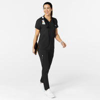 W123 Women's Flex-n-Reach V-Neck Scrub Top Black scrub set