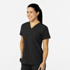 W123 Women's Flex-n-Reach V-Neck Scrub Top Black side view