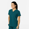 W123 Women's Flex-n-Reach V-Neck Scrub Top Caribbean side view