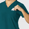 W123 Women's Flex-n-Reach V-Neck Scrub Top Caribbean side detail 1