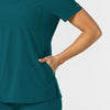 W123 Women's Flex-n-Reach V-Neck Scrub Top Caribbean hemline detail