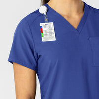 W123 Women's Flex-n-Reach V-Neck Scrub Top Galaxy Blue front detail