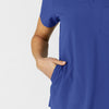 W123 Women's Flex-n-Reach V-Neck Scrub Top Galaxy Blue side detail 2