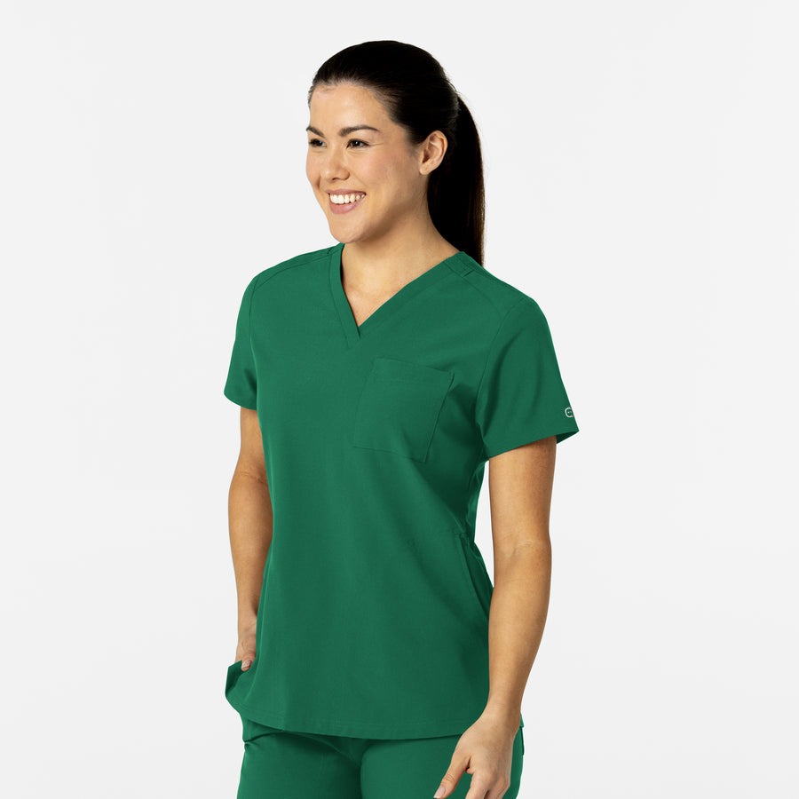 W123 Women's Flex-n-Reach V-Neck Scrub Top Hunter side view