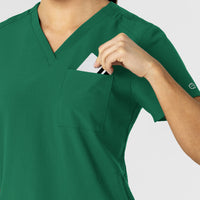 W123 Women's Flex-n-Reach V-Neck Scrub Top Hunter side detail 1