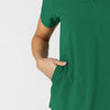 W123 Women's Flex-n-Reach V-Neck Scrub Top Hunter side detail 2