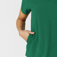 W123 Women's Flex-n-Reach V-Neck Scrub Top Hunter side detail 2