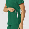 W123 Women's Flex-n-Reach V-Neck Scrub Top Hunter back detail