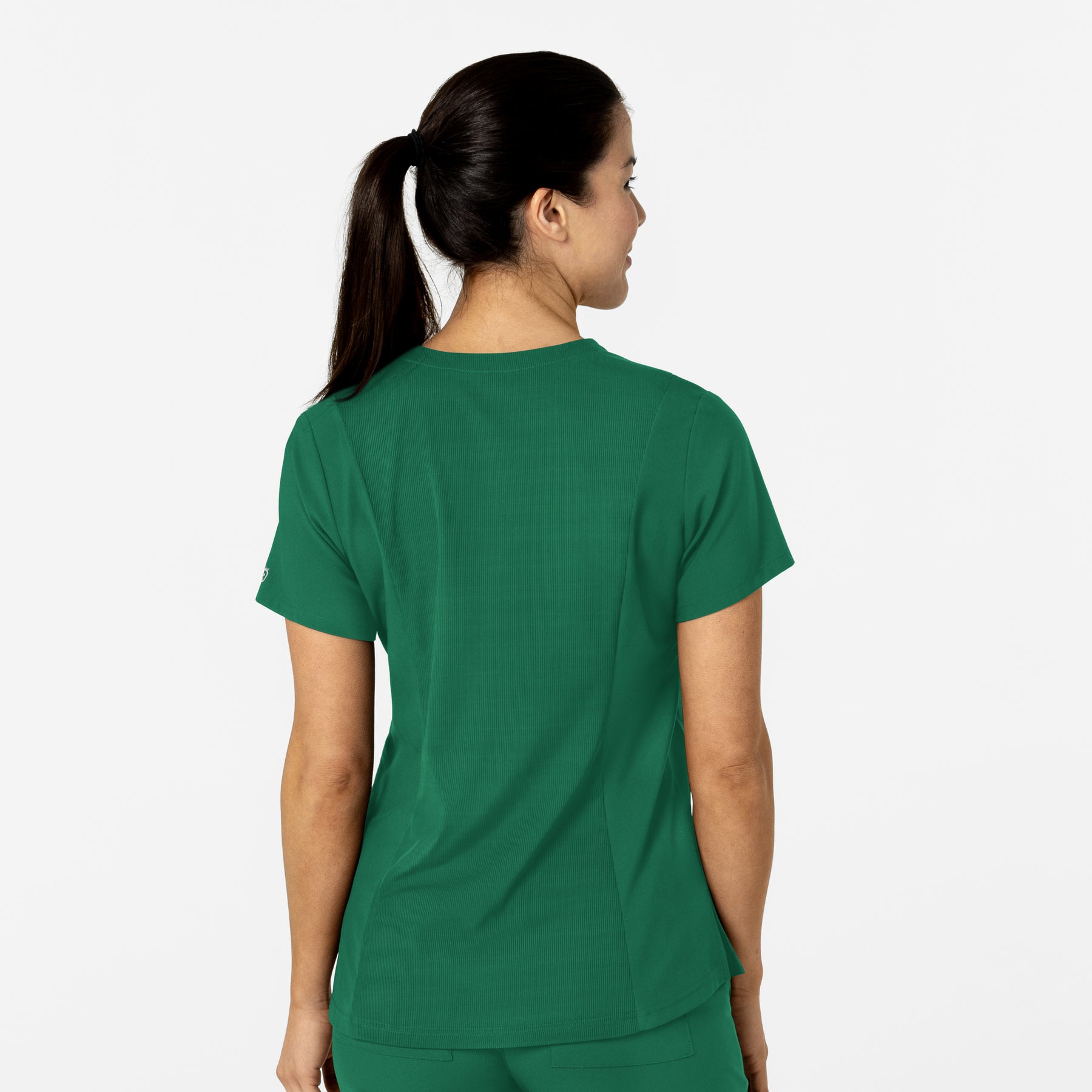 W123 Women's Flex-n-Reach V-Neck Scrub Top Hunter back view