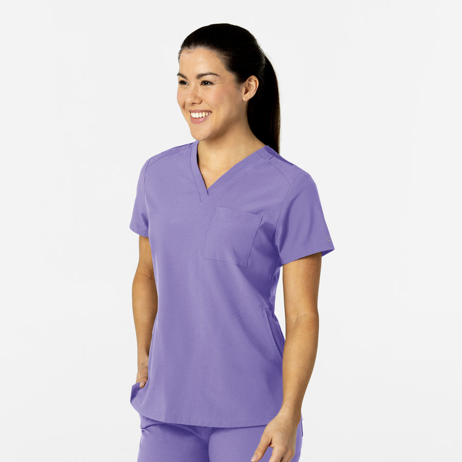 W123 Women's Flex-n-Reach V-Neck Scrub Top Iris Purple side view