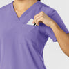 W123 Women's Flex-n-Reach V-Neck Scrub Top Iris Purple side detail 1