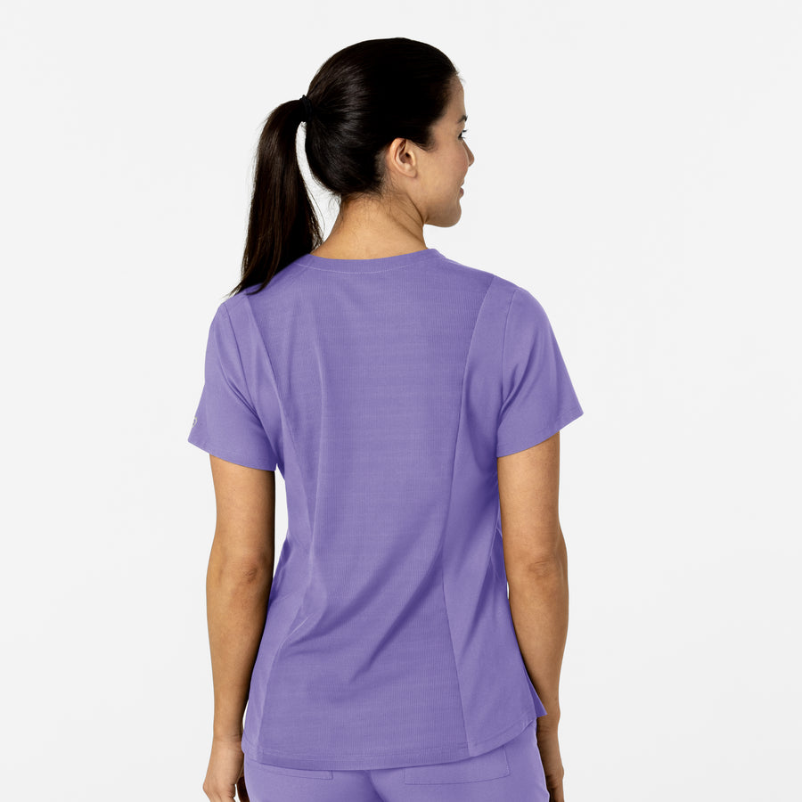 W123 Women's Flex-n-Reach V-Neck Scrub Top Iris Purple back view