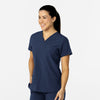 W123 Women's Flex-n-Reach V-Neck Scrub Top Navy side view