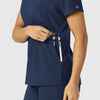 W123 Women's Flex-n-Reach V-Neck Scrub Top Navy back detail