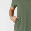 W123 Women's Flex-n-Reach V-Neck Scrub Top Olive side detail 2