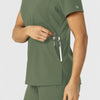 W123 Women's Flex-n-Reach V-Neck Scrub Top Olive back detail
