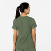 W123 Women's Flex-n-Reach V-Neck Scrub Top Olive back view