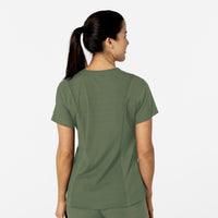 W123 Women's Flex-n-Reach V-Neck Scrub Top Olive back view