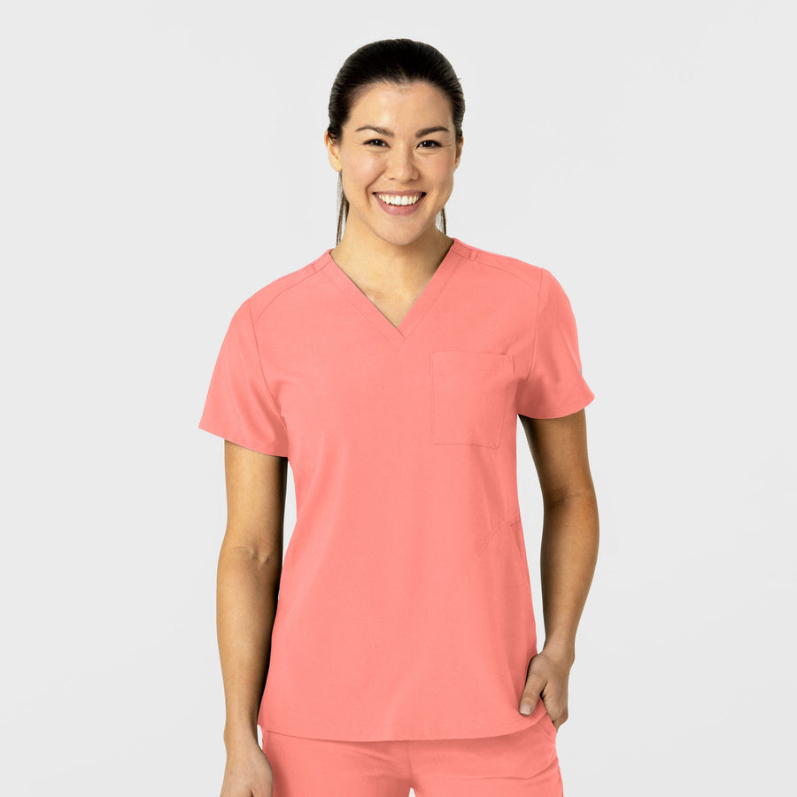 W123 Women's Flex-n-Reach V-Neck Scrub Top Paradise Pink