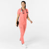 W123 Women's Flex-n-Reach V-Neck Scrub Top Paradise Pink full scrub set