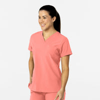 W123 Women's Flex-n-Reach V-Neck Scrub Top Paradise Pink side view