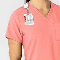 W123 Women's Flex-n-Reach V-Neck Scrub Top Paradise Pink front detail