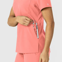 W123 Women's Flex-n-Reach V-Neck Scrub Top Paradise Pink back detail