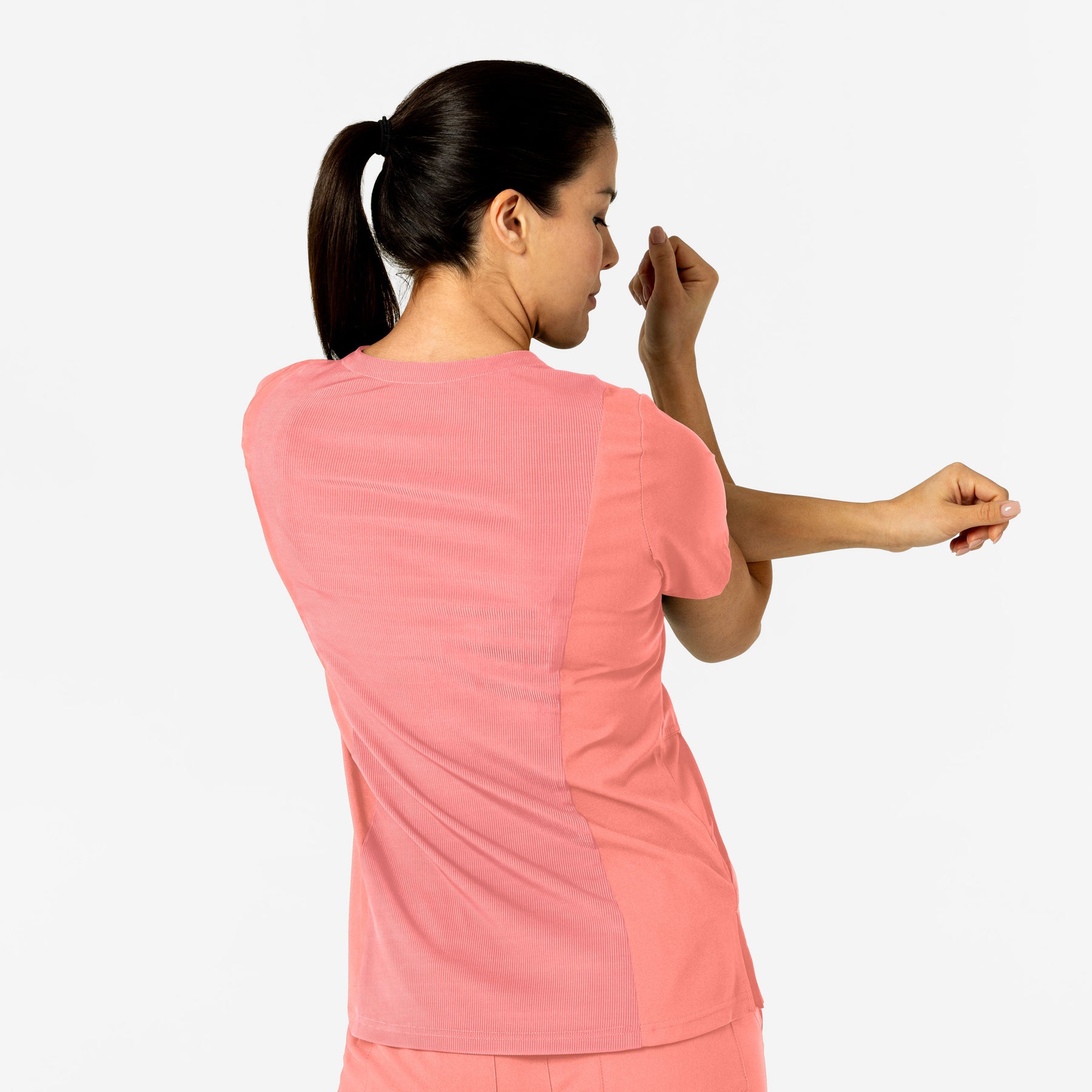 W123 Women's Flex-n-Reach V-Neck Scrub Top - Paradise Pink