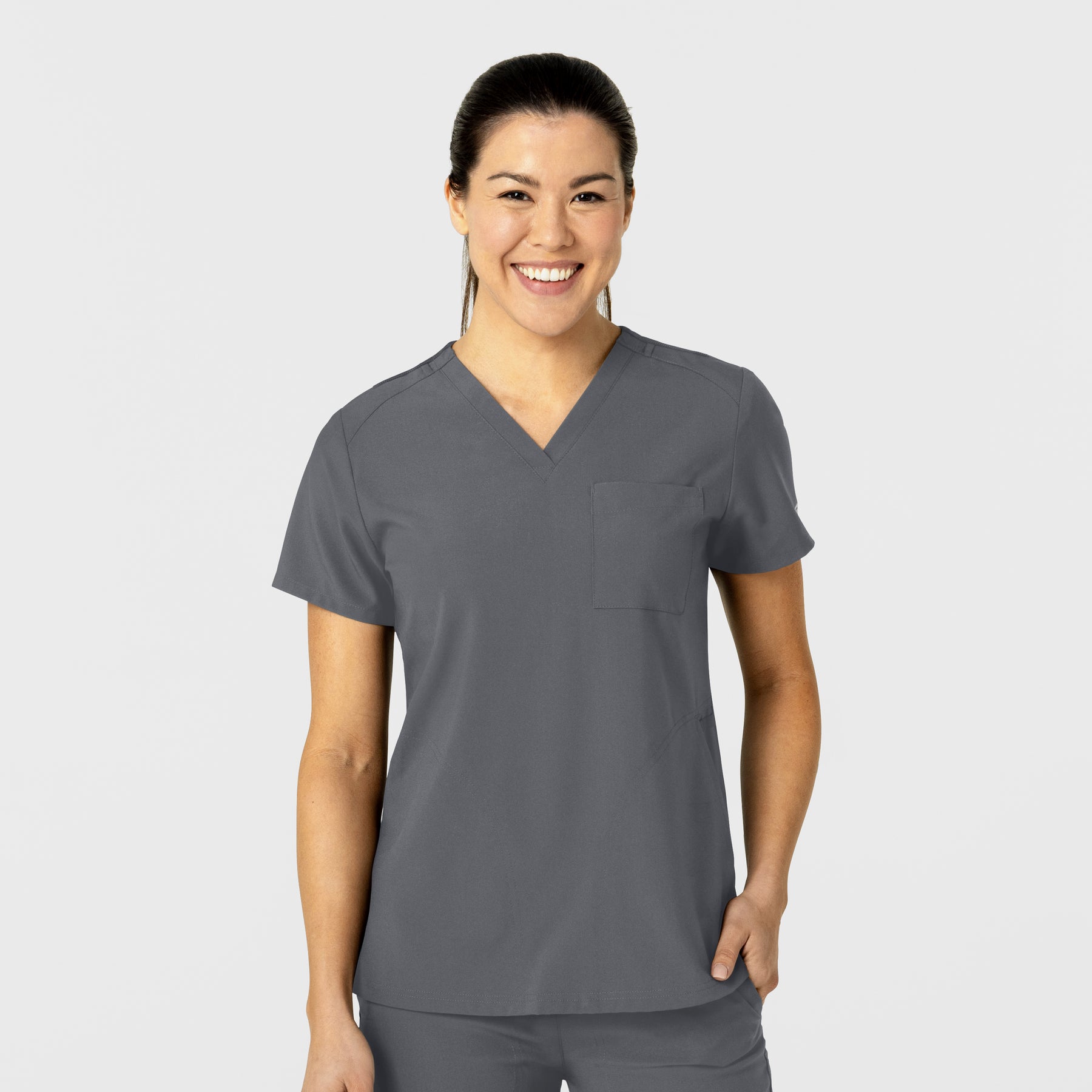 Wink W123 Women's Flex-n-Reach V-Neck Scrub Top Pewter