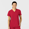 W123 Women's Flex-n-Reach V-Neck Scrub Top Red