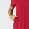 W123 Women's Flex-n-Reach V-Neck Scrub Top Red side detail 2
