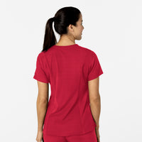 W123 Women's Flex-n-Reach V-Neck Scrub Top Red back view
