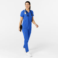 W123 Women's Flex-n-Reach V-Neck Scrub Top Royal scrub set