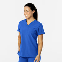 W123 Women's Flex-n-Reach V-Neck Scrub Top Royal side view