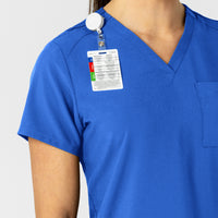 W123 Women's Flex-n-Reach V-Neck Scrub Top Royal front detail