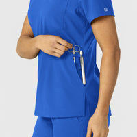 W123 Women's Flex-n-Reach V-Neck Scrub Top Royal back detail