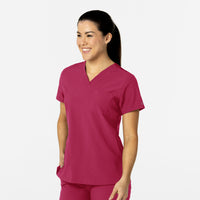 W123 Women's Flex-n-Reach V-Neck Scrub Top Viva Magenta side view