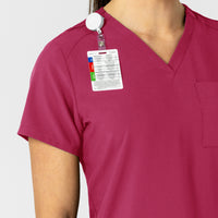 W123 Women's Flex-n-Reach V-Neck Scrub Top Viva Magenta front detail