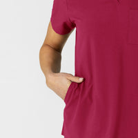 W123 Women's Flex-n-Reach V-Neck Scrub Top Viva Magenta side detail 2