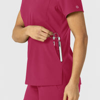 W123 Women's Flex-n-Reach V-Neck Scrub Top Viva Magenta back detail