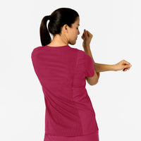 W123 Women's Flex-n-Reach V-Neck Scrub Top - Viva Magenta