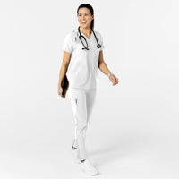 W123 Women's Flex-n-Reach V-Neck Scrub Top White full scrub set