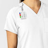 W123 Women's Flex-n-Reach V-Neck Scrub Top White front detail