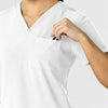 W123 Women's Flex-n-Reach V-Neck Scrub Top White side detail 1