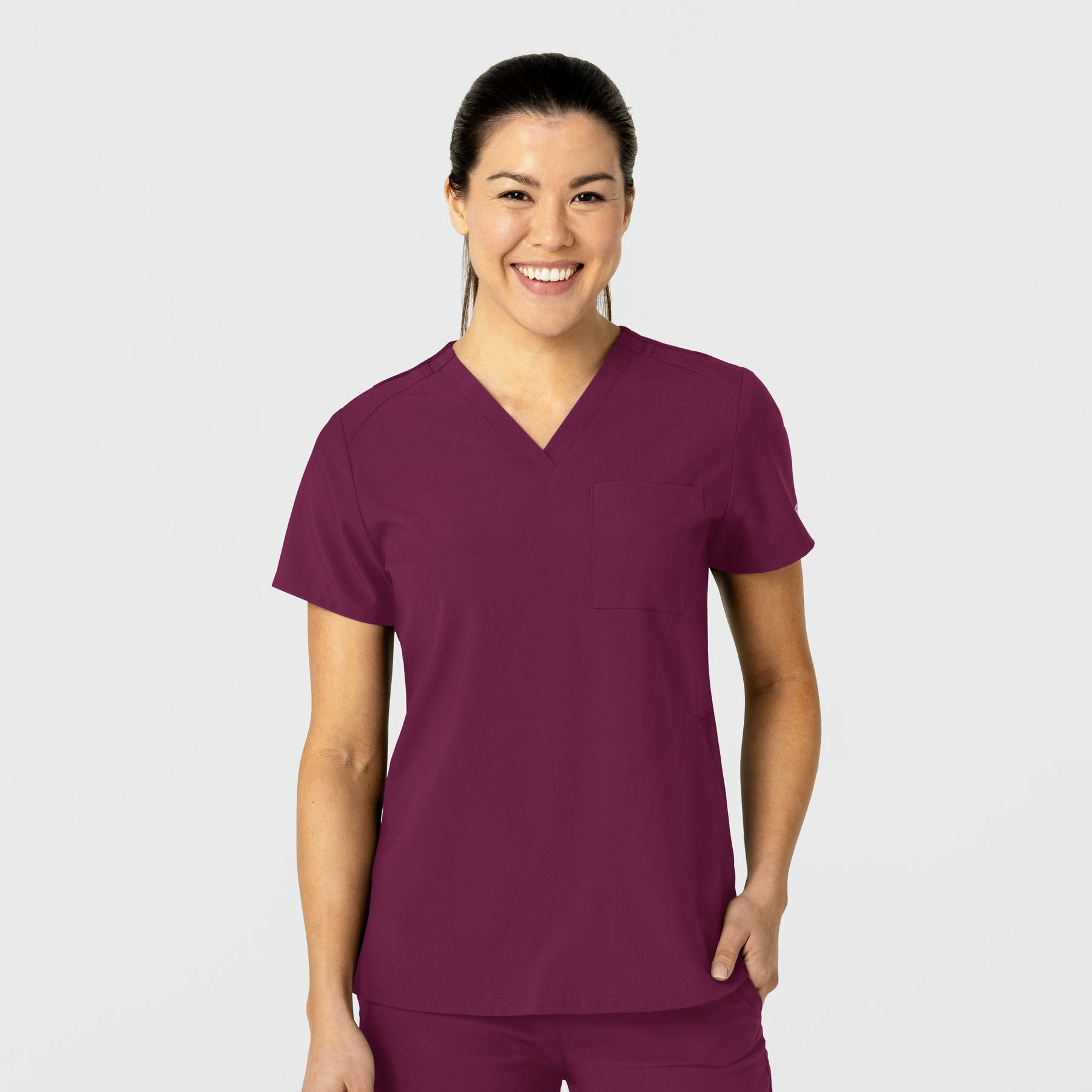 Wink W123 Women's Flex-n-Reach V-Neck Scrub Top Wine