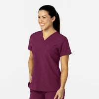 W123 Women's Flex-n-Reach V-Neck Scrub Top Wine side view