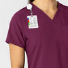 W123 Women's Flex-n-Reach V-Neck Scrub Top Wine front detail