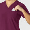 W123 Women's Flex-n-Reach V-Neck Scrub Top Wine side detail 1