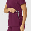 W123 Women's Flex-n-Reach V-Neck Scrub Top Wine back detail