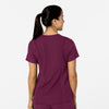 W123 Women's Flex-n-Reach V-Neck Scrub Top Wine back view